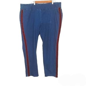 Charter Club Womens Plus Size 24W Blue   Red Velvet Trim Cambridge Slim Pants
